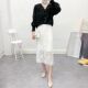 2025秋冬高腰大码 黑白色蕾丝百搭半身裙开叉一步打底包臀中长裙
