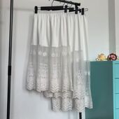 新款 安全裙防透半身裙白色内衬裙打底裙 蕾丝刺绣旗袍内搭中长款