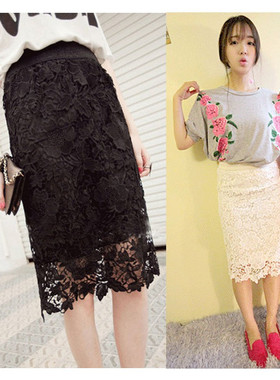 2025春夏新款百搭气质蕾丝半身裙大码高腰显瘦包臀一步中长裙夏季