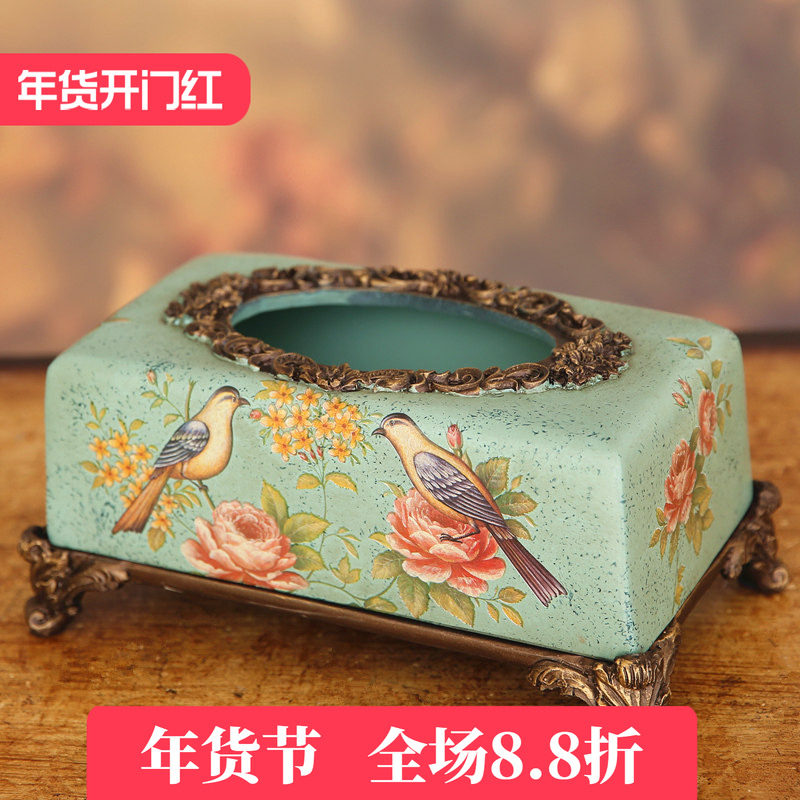 美式复古纸巾盒欧式家居客厅装饰创意花鸟抽纸盒餐巾纸盒桌面摆件,家居饰品,装饰纸巾盒,淘宝优惠券,粉丝福利购,淘宝优惠卷