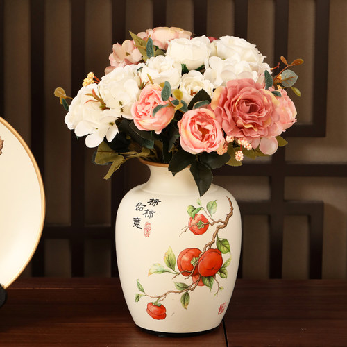 柿柿如意陶瓷花瓶餐桌花艺中古风
