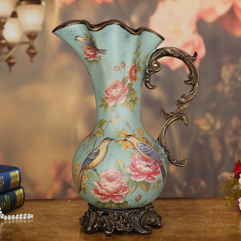 美式复古陶瓷大花瓶客厅插花花器家居装饰品餐桌欧式创意落地摆件