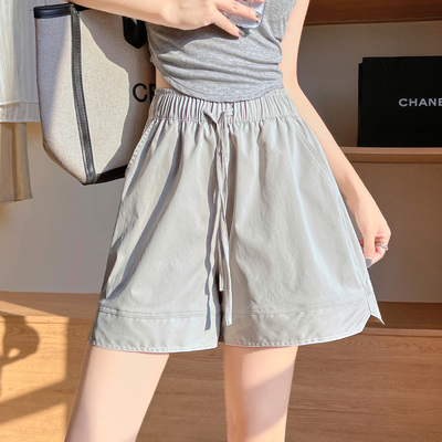 【蜜蜂欢乐社】耕研休闲时尚女夏季新款宽松高腰薄款显瘦开叉短裤