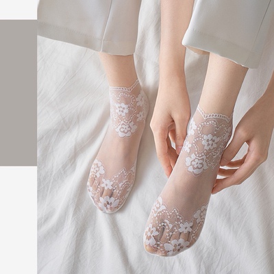 【蜜蜂欢乐社】耕研女夏季薄款短筒透气吸汗蕾丝短袜