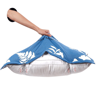 珍喜优质纯棉纱布枕巾一对装固定绑带款全棉加大厚家用防抗菌头油