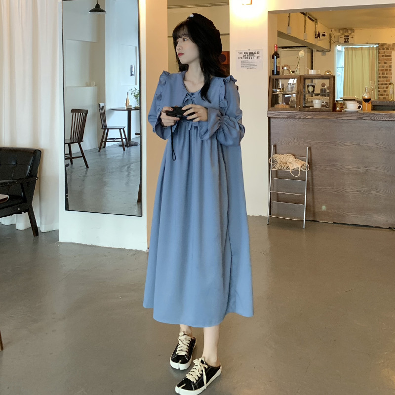 Real price ~ new long sleeve lotus collar loose fashion dress