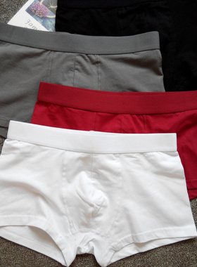 外贸出口男士纯棉内裤平角优质精梳棉透气青年纯白色性感平角大码