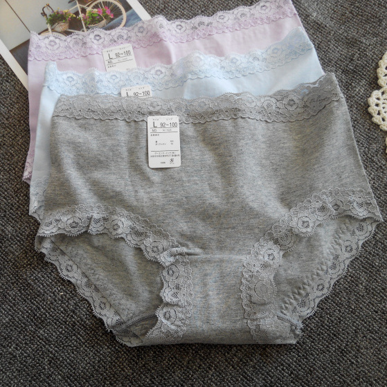 女士纯棉内裤小平角蕾丝不夹无痕