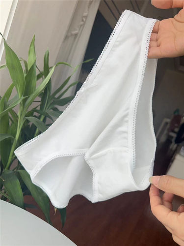 外贸女士纯棉内裤白色三角高开叉