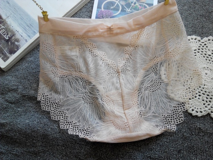 超薄纯棉档网纱透明包臀女士内裤