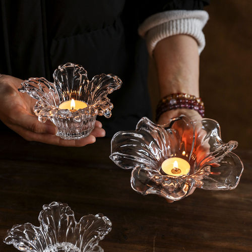 宝森创意木棉花玻璃烛台烛光晚餐