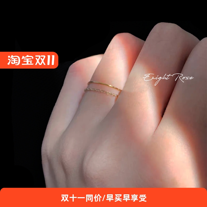 巨细包金食指纯银永夜玫瑰女