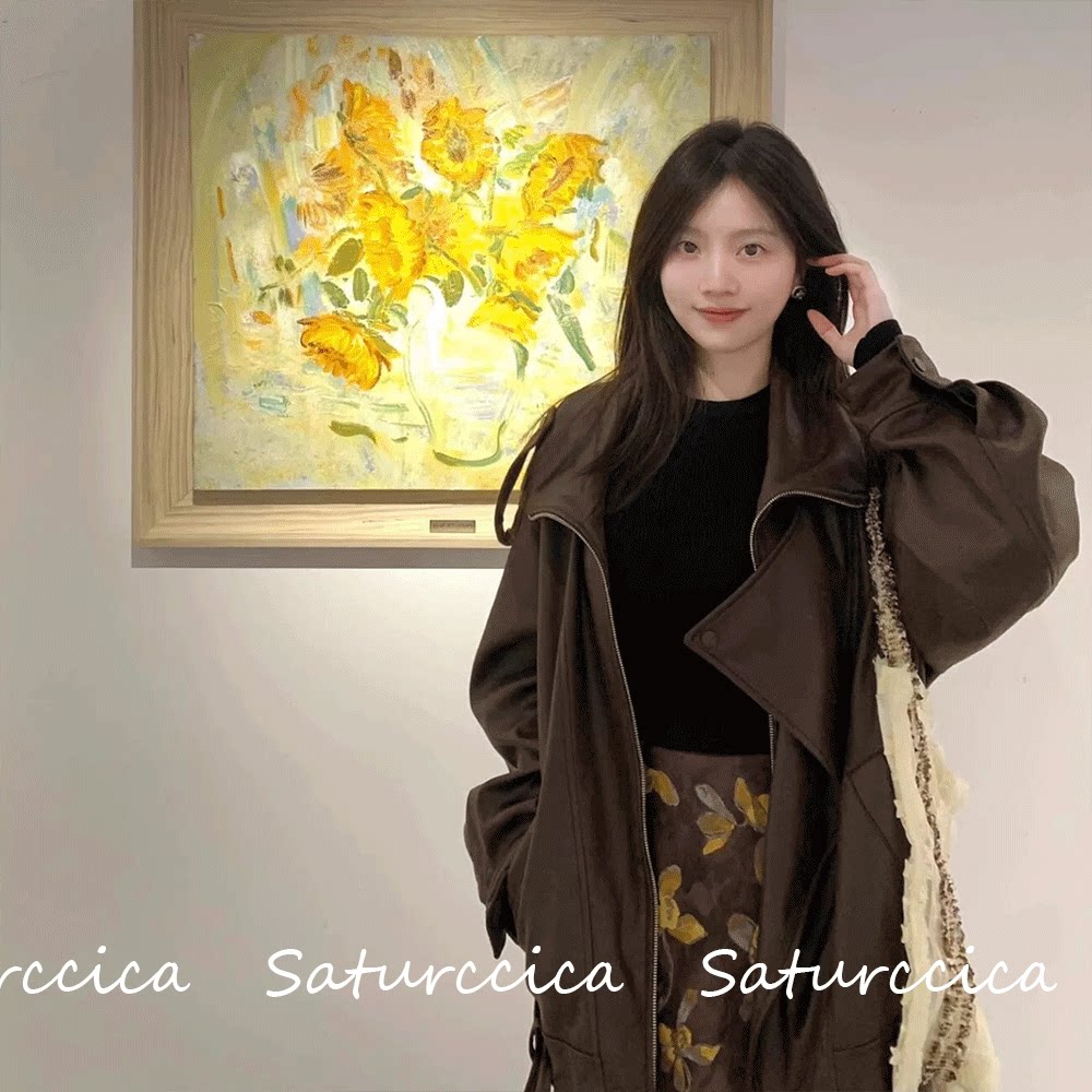 Saturccica机车皮衣女秋冬酷飒