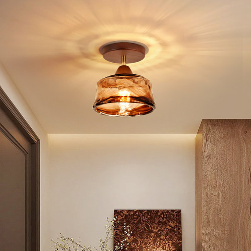 过道灯走廊灯北欧复古中古风美式玻璃包豪斯小入户玄关阳台吸顶灯