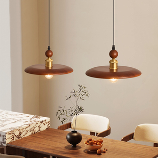 中古风胡桃木色餐桌吊灯餐厅美式复古侘寂风茶室三头2025新款灯具