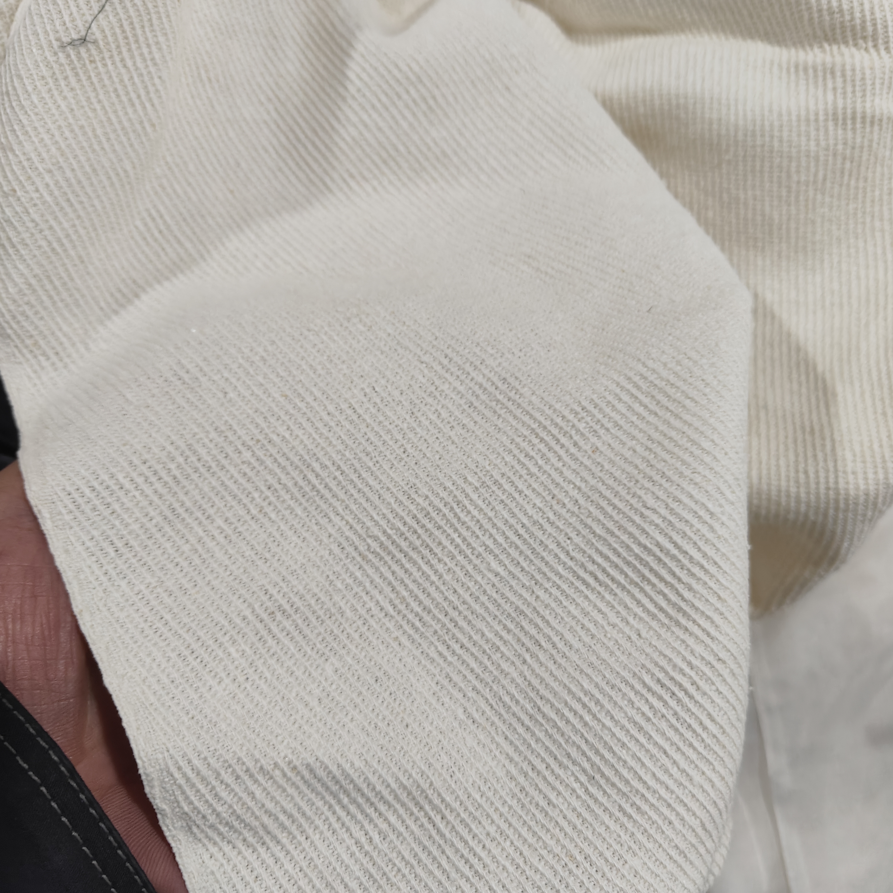 奶白色柞蚕丝100%全丝布料 56姆米重磅真丝厚时装设计师面料