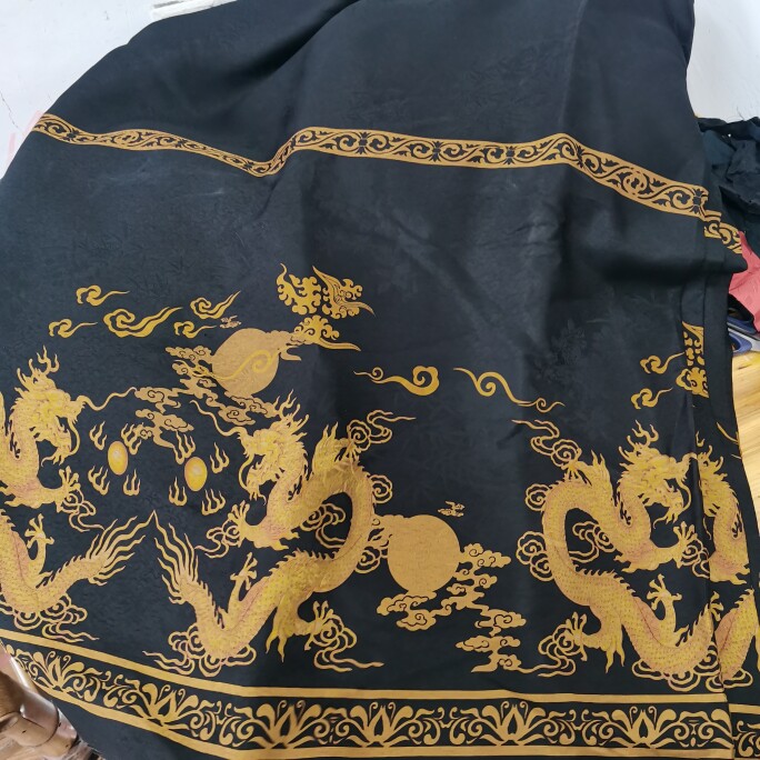 龙年丝绸马面裙真丝花萝布料 桑蚕丝红云纱角萝高货真丝花龙布