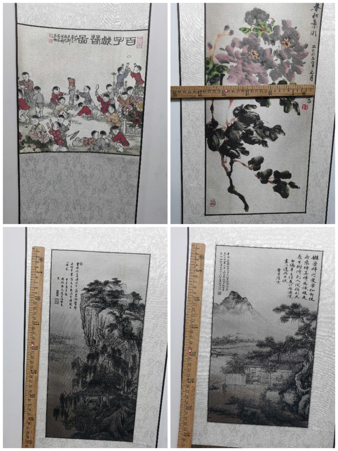 真丝宋锦织画 100桑蚕丝 装裱好成品 王羲之兰亭序 唐伯虎画