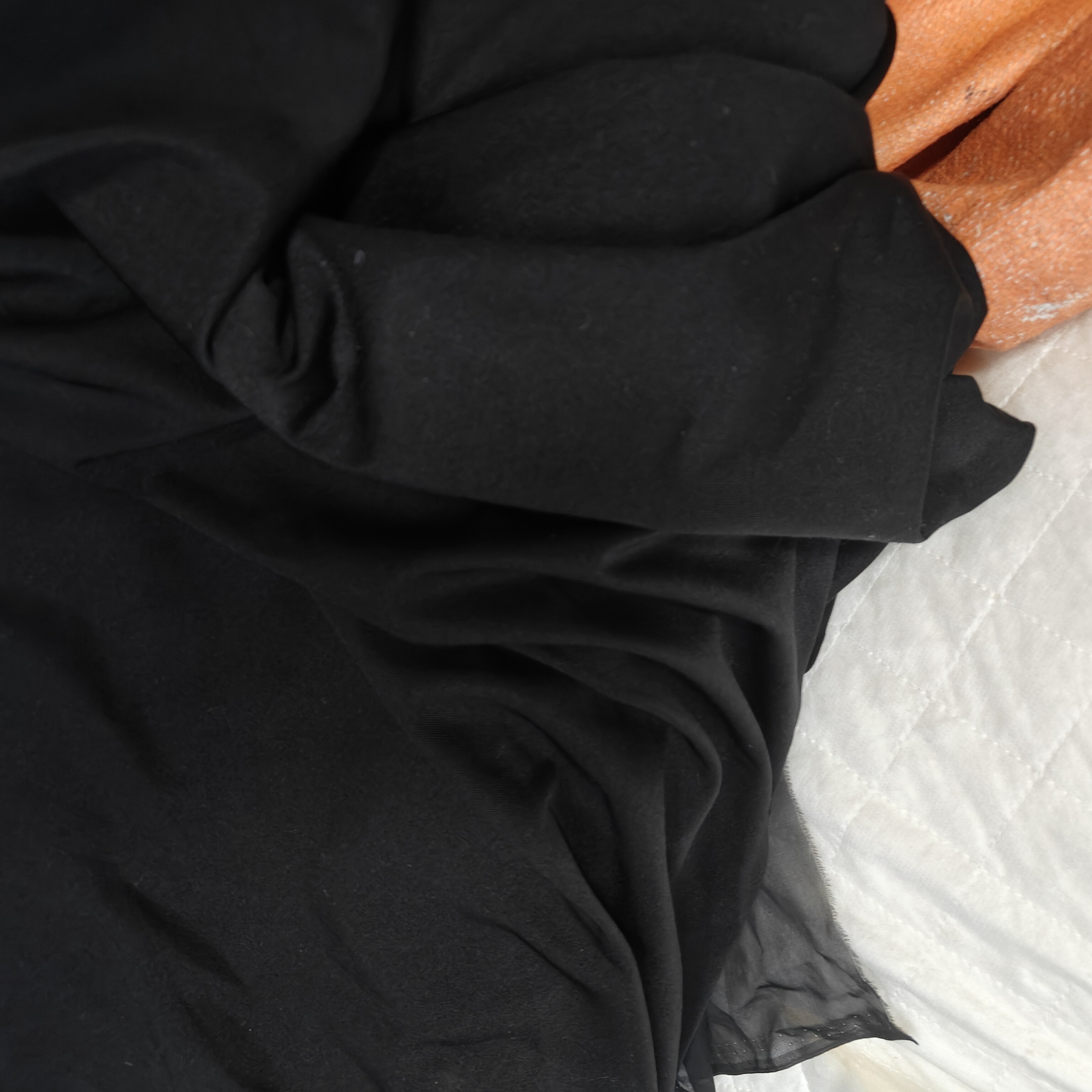 纯黑色针织弹力真丝布料 100%桑蚕丝重磅丝绸打底内衣时装面料