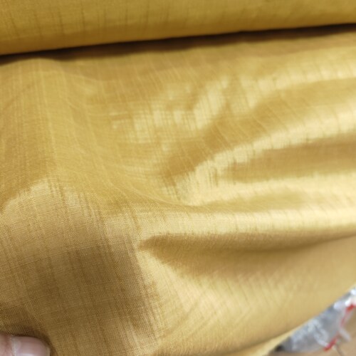 黄色柞蚕丝全真丝100%老布90Cm幅宽 28姆米细线丝织精品时装面料