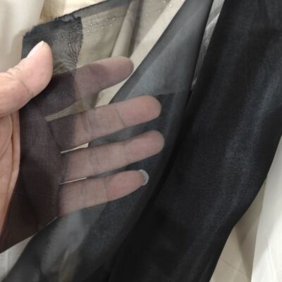 黑色真丝欧根纱100%桑蚕丝全丝 140Cm幅宽 6姆米柔软立体真丝硬纱