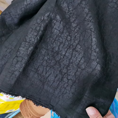 黑龟香云纱100%桑蚕丝裂纹香云纱丝绸面料 25姆米爆裂龟顺德过泥