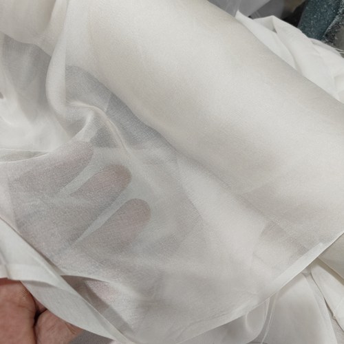 白色真丝雪纺纱100%桑蚕丝柔软细腻裙里布纱料 6姆米半透视面料