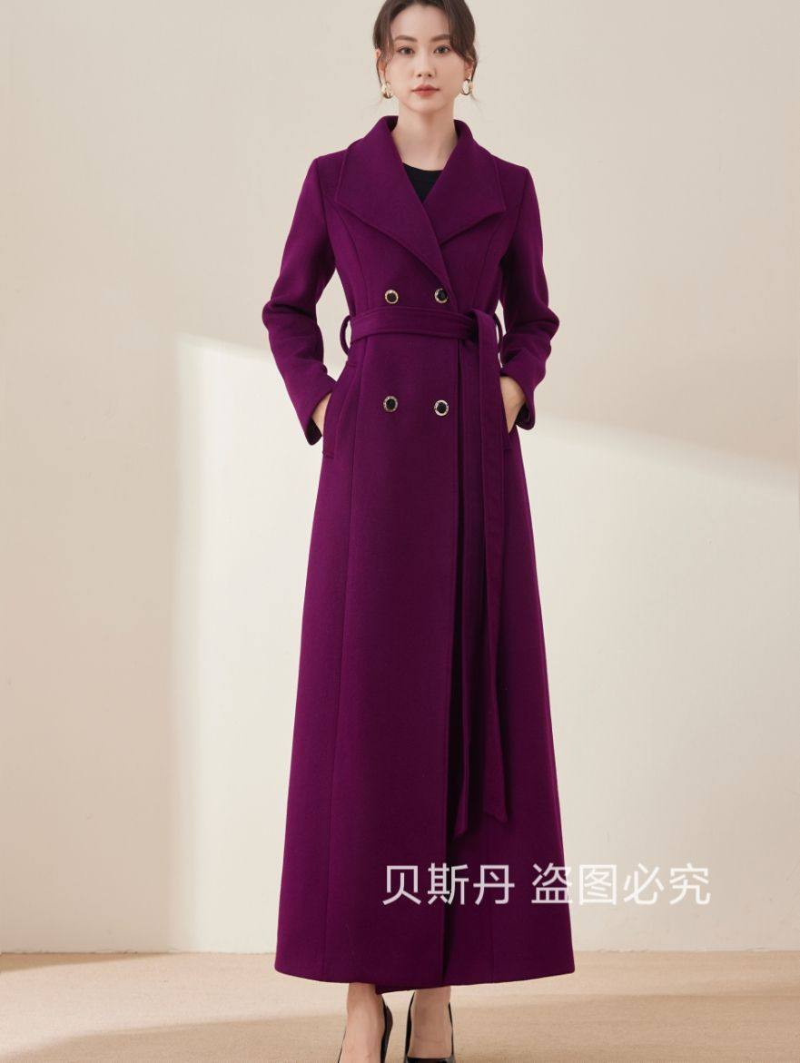 秋冬高级感羊毛呢子大衣女加厚长款修身显瘦收腰时尚高端毛呢外套