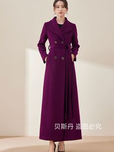 秋冬高级感羊毛呢子大衣女加厚长款修身显瘦收腰时尚高端毛呢外套