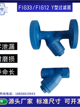 FIG33法兰Y型高温蒸汽导热油过滤器双层滤网螺纹碳钢斯派沙克同款