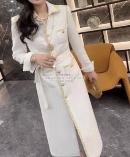 型中长款 欧洲站2025冬季 气质名媛风连衣裙超正版 时尚 风衣外套 新款