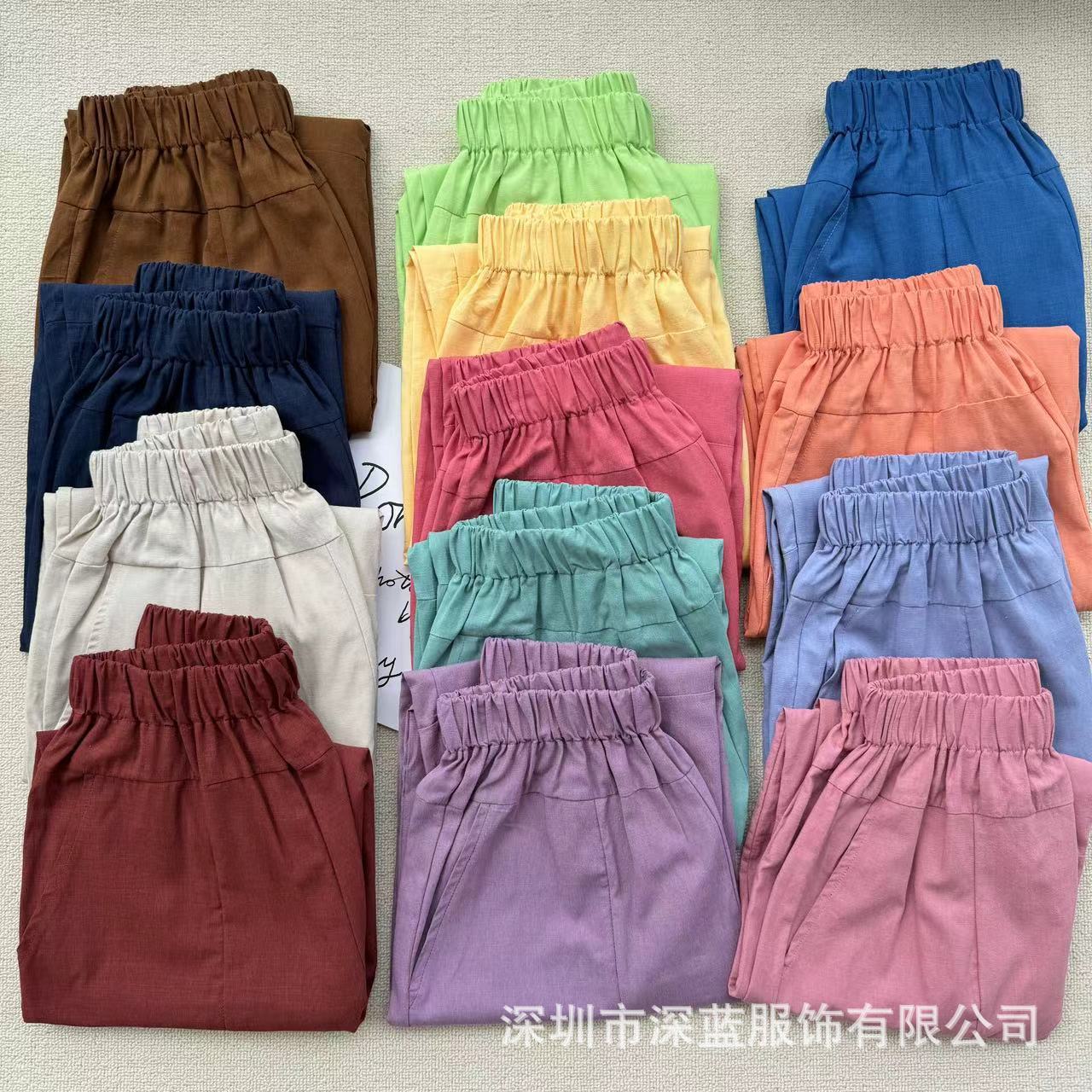 预内观流小红书抖音跨境棉麻阔腿瑜伽裤透气休闲运动裤