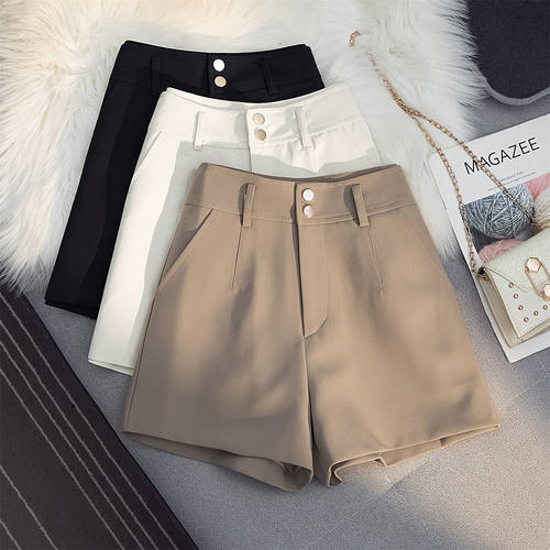 西装短裤女春秋2024新款高腰阔腿裤子百搭热裤宽松显瘦a字休闲裤