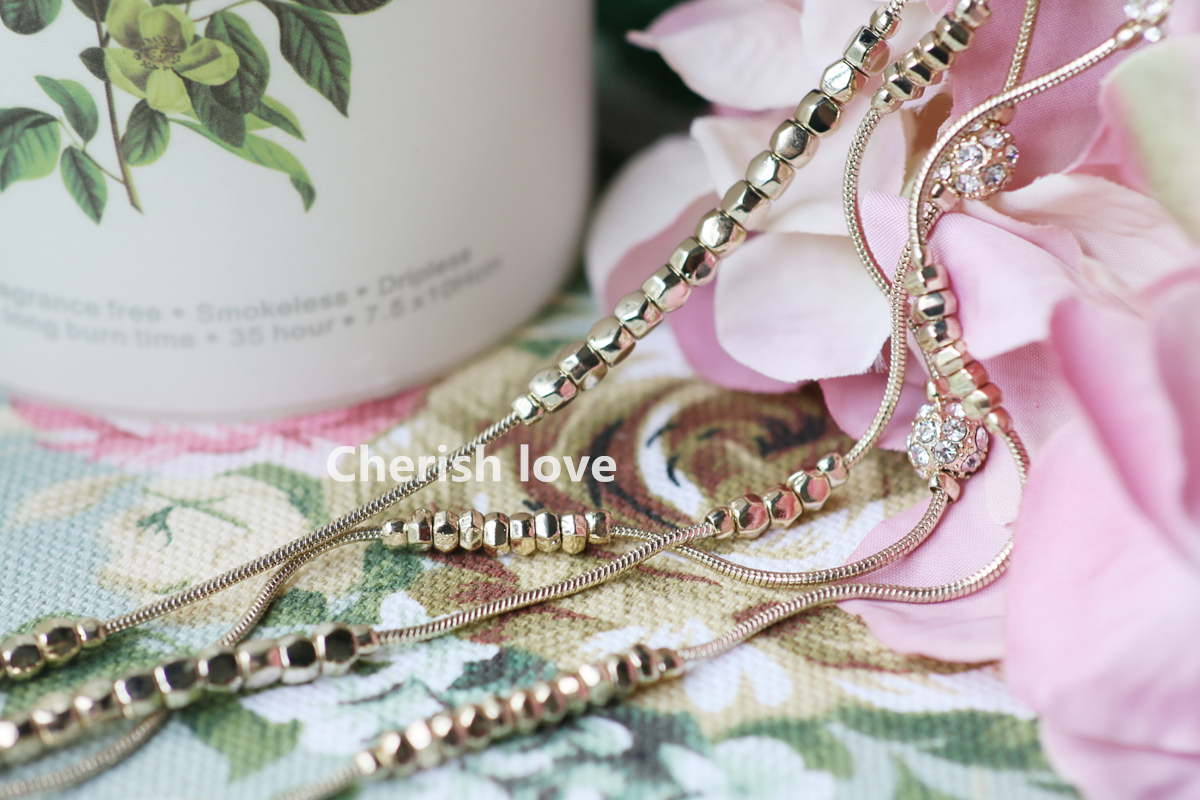 【亦许家】美国Ch*co’s镶嵌闪钻多层浅金色女长项链毛衣链