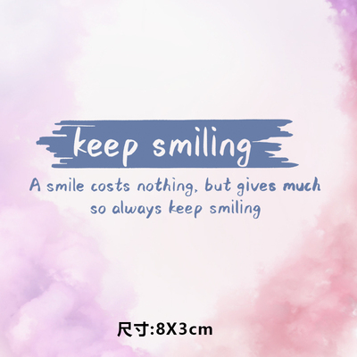 烫画图案新款时尚英文keepsmiling涂鸦烫画贴印花衣服热转印白墨