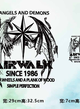 烫画图案新款时尚airwalk四角形十字架翅膀烫画贴印花衣服热转印