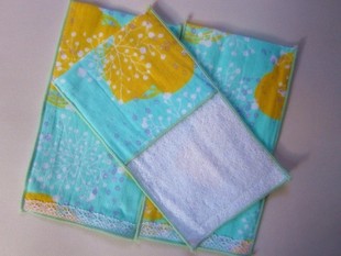 外单 纯棉双层纱布儿童擦澡巾 洗浴手套 美容面巾 带花边