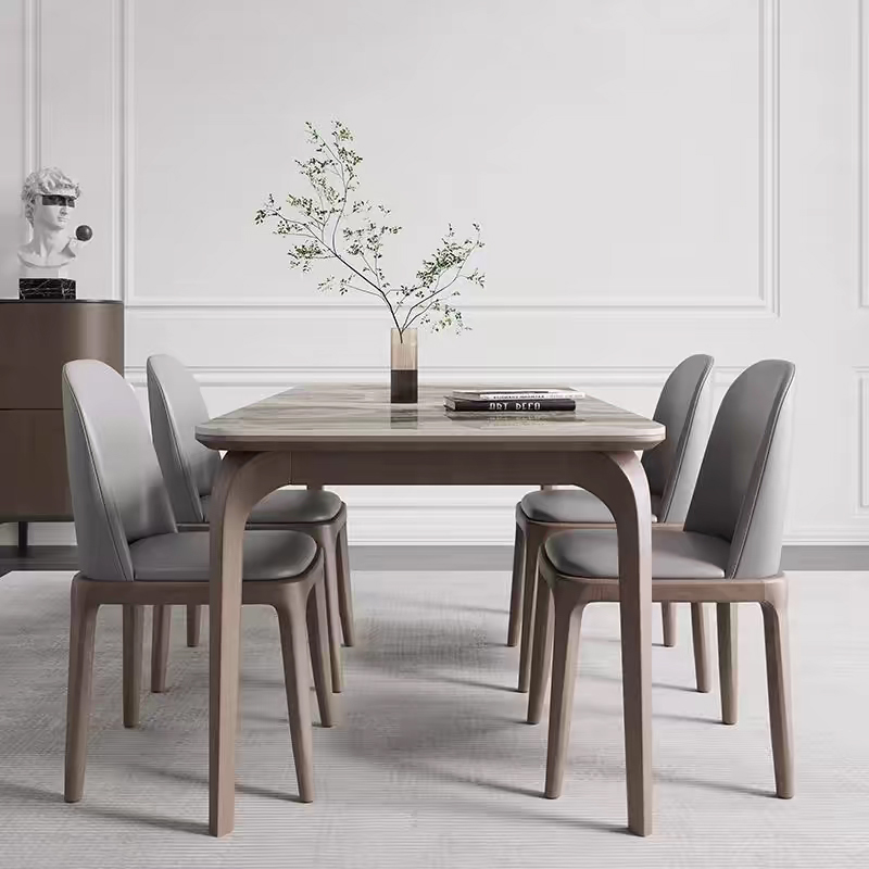 轻奢岩板餐桌椅组合小户型