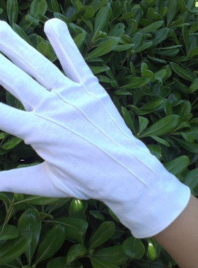 白色精品纯棉礼宾手套 手背三筋安保礼仪表演出 开车手套现货