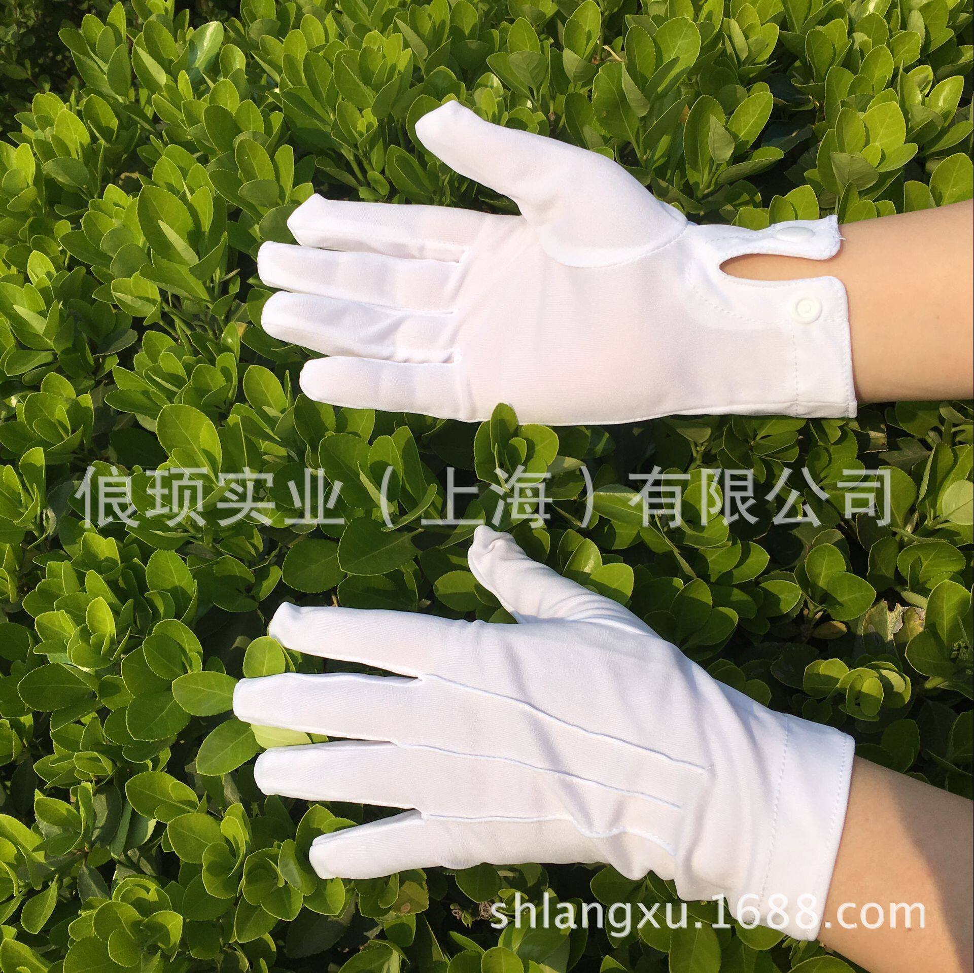礼仪新款涤纶代扣丁晴白反锁线带扣礼宾丝滑超舒适执勤阅兵手套