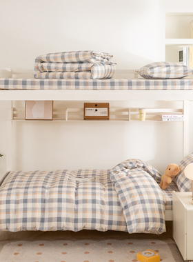 全棉三件套学生宿舍上下铺 单人被套学生被罩加密斜纹13372