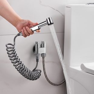 潜水艇双开双控马桶伴侣增压冲洗喷枪一进二出角阀洗衣机喷枪龙头