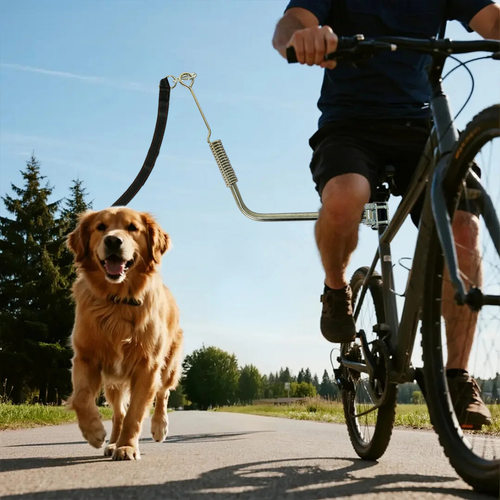 dog bike leash自行车户外遛狗器骑车牵引绳山地车金属溜狗神器