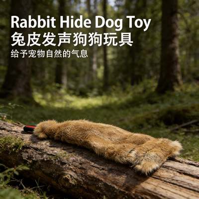 Real animal Rabbit fur Tug withnoise  Dogs toys兔毛拔河玩具