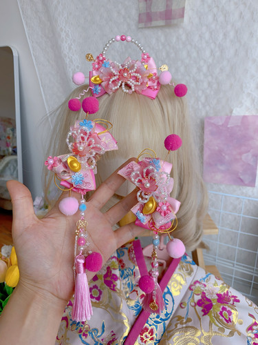 原创洛丽塔汉服发夹发饰顶夹对夹以梦为马发夹配饰古风