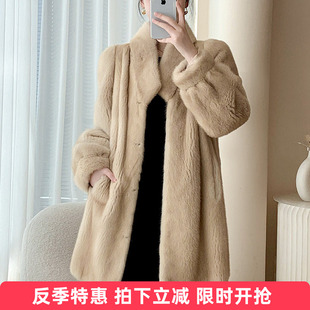 海宁整貂皮草大衣中长款水貂皮草外套女款2025新款DZ2546