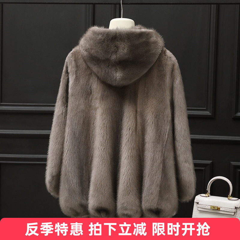 水貂皮女士整貂外套皮草时尚大衣