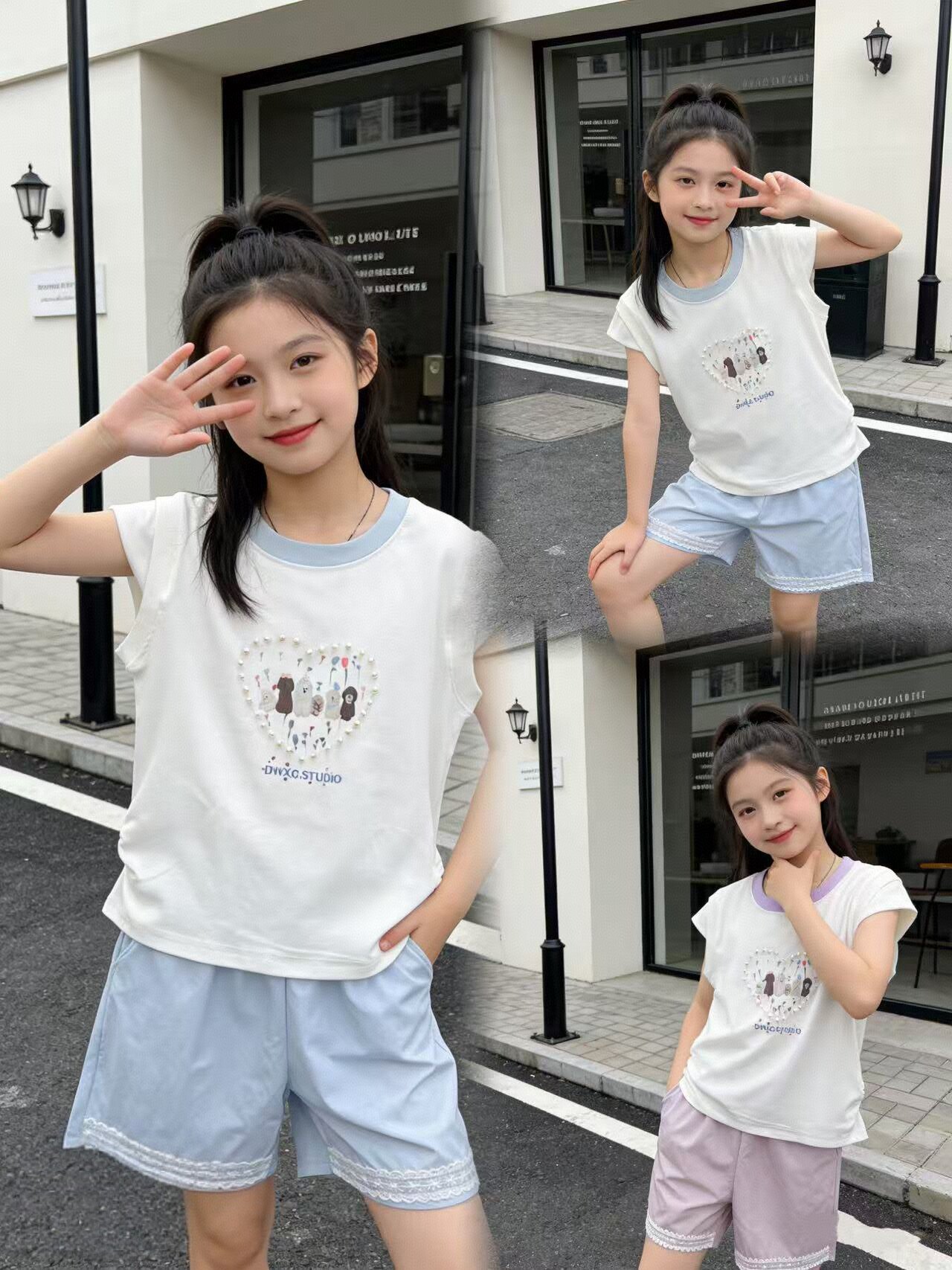 2026新款儿童短袖纯棉套装女童半袖棉上衣速干裤短裤2件套宝宝夏