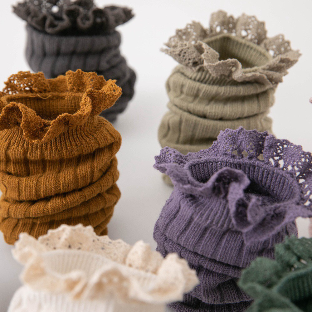 2024新款春秋儿童袜子精梳棉中筒袜均码直筒宝宝男女童花边堆堆袜