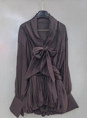 越南小众飘带领结礼服短裙